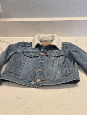 Levi's Kids Light Blue Denim Jacket with White Sherpa Collar